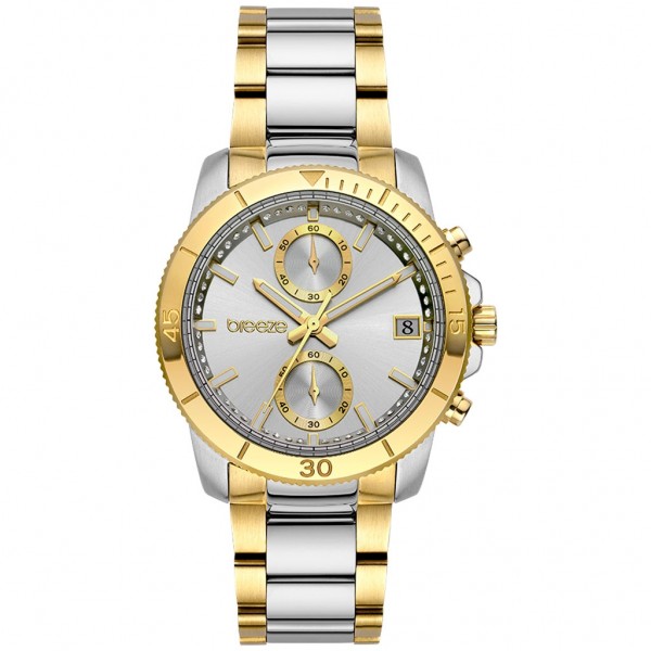 BREEZE Sparkly 712391.6 Crystals Chrono Two Tone Stainless Steel Bracelet