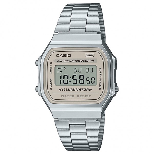 CASIO Vintage A-168WA-8AYES Silver Stainless Steel Bracelet
