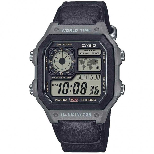 CASIO Collection AE-1200WHUB-8AVEF Black Fabric Strap