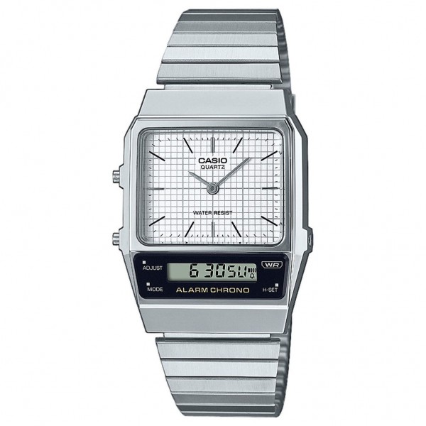 CASIO Vintage AQ-800E-7AEF Dual Time Silver Stainless Steel Bracelet