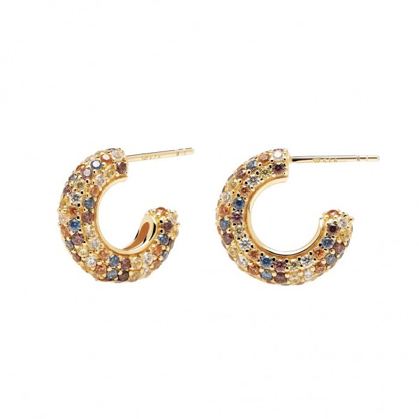 PDPAOLA Earring Five Tiger Multicolor Zircons | Silver 925° Gold Plated 18K AR01-291-U