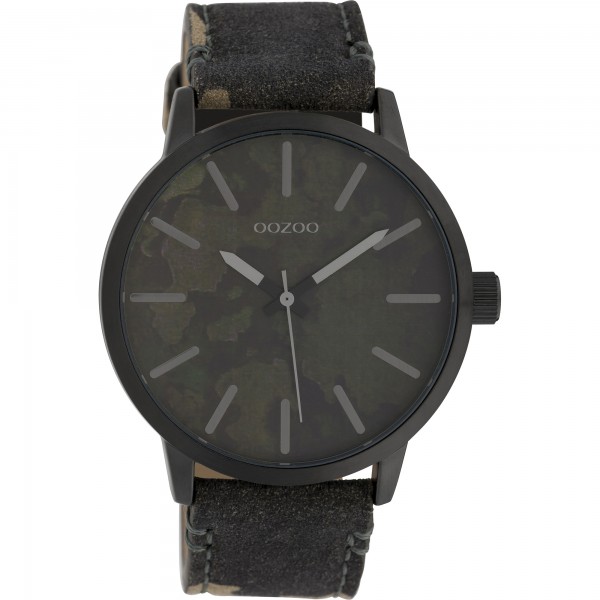 OOZOO Timepieces C10004 Dark Camouflage  Leather Strap