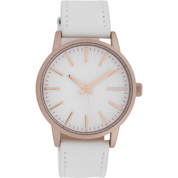 OOZOO Timepieces C10015 White Leather Strap