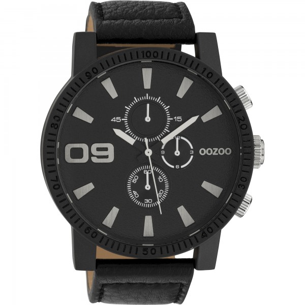 OOZOO Timepieces C10067 Black Leather Strap