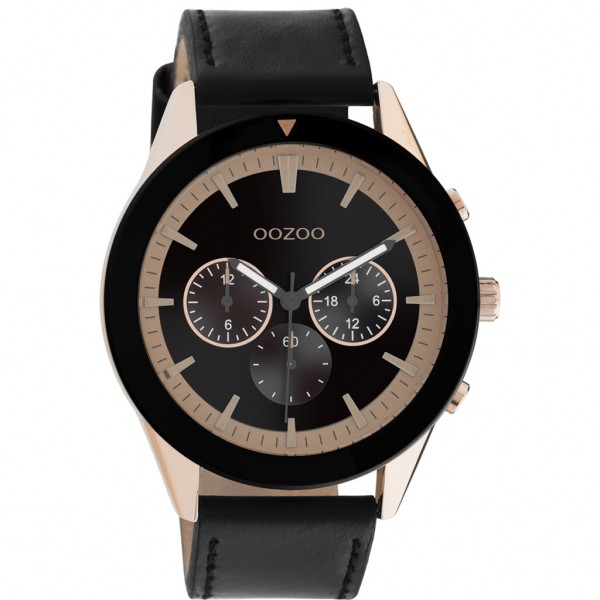 OOZOO Timepieces C10804 Black Leather Strap