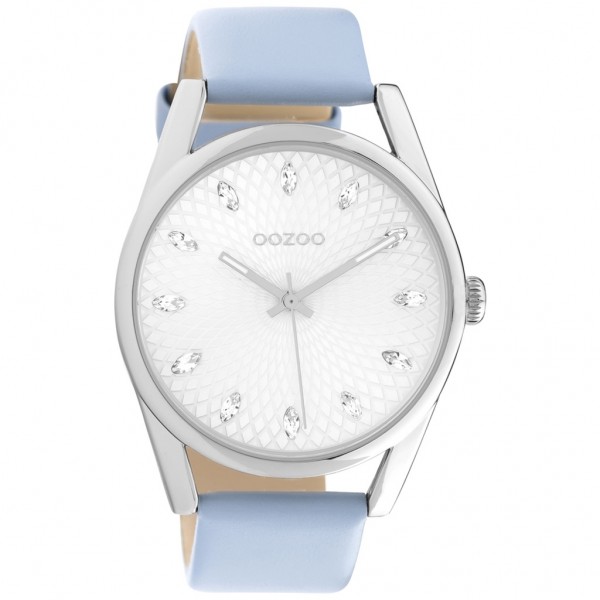 OOZOO Timepieces C10815 Crystals Light Blue Leather Strap