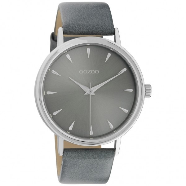 OOZOO Timepieces C10828 Aqua Grey Leather Strap