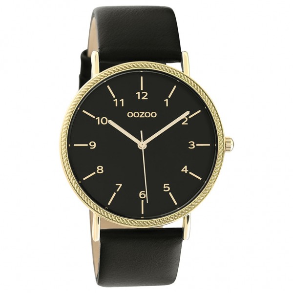 OOZOO Timepieces C10843 Black Leather Strap