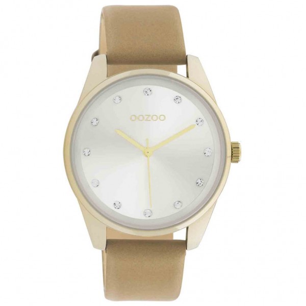 OOZOO Timepieces C11046 Crystals Beige Leather Strap