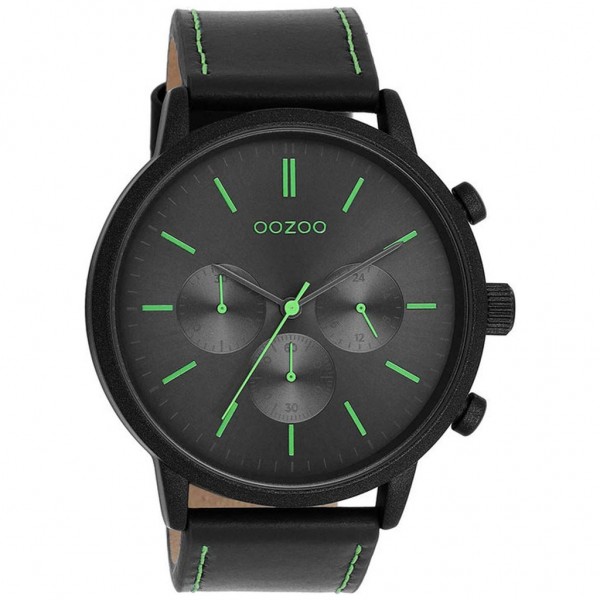 OOZOO Timepieces C11208 Black Leather Strap