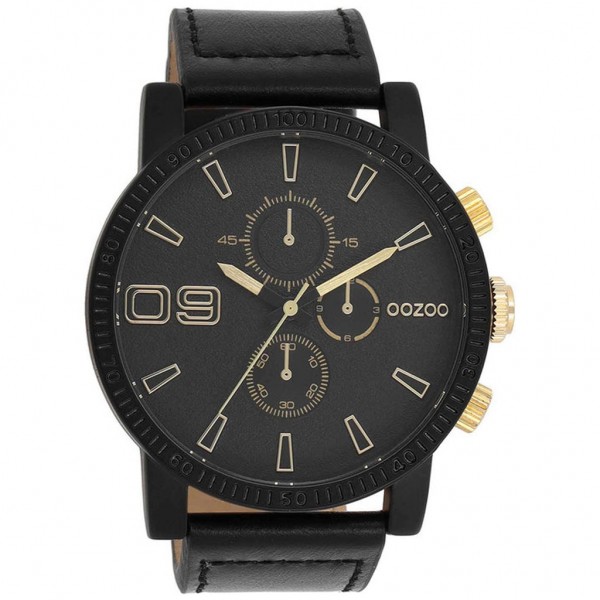 OOZOO Timepieces C11212 Black Leather Strap