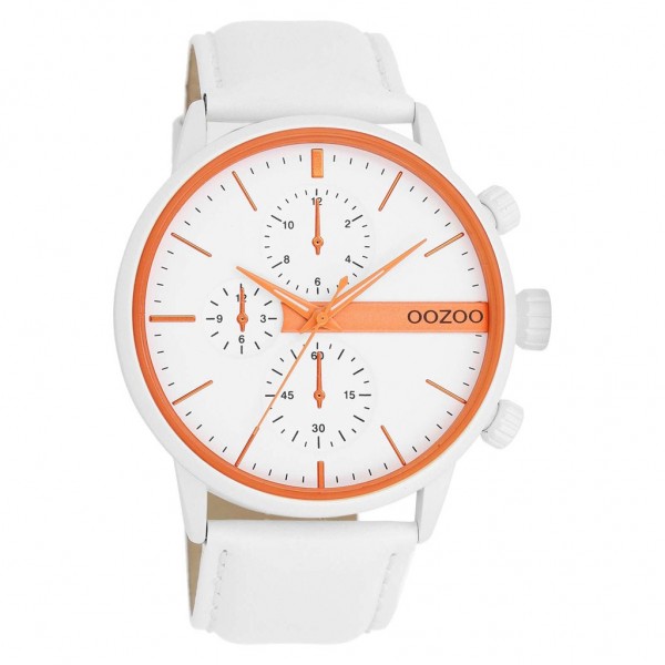 OOZOO Timepieces C11314 White Leather Strap
