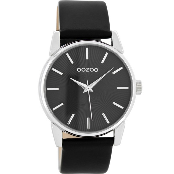OOZOO Τimepieces C8679 Black Leather Strap