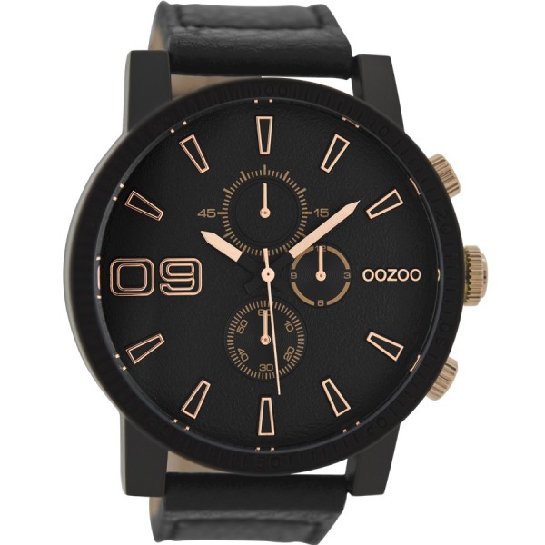 OOZOO Timepieces C9034 Black Leather Strap