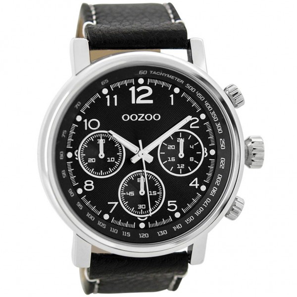 OOZOO Timepieces C9459 Black Leather Strap