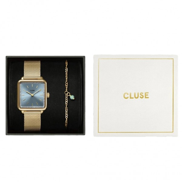 CLUSE La Tetragone CG10320 Crystals Gold Stainless Steel Bracelet Gift Set
