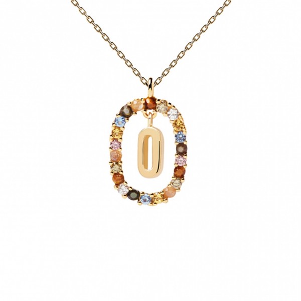 PDPAOLA Necklace Letters 2021 Crystals - Mother of Pearl - Gemstone | Silver 925° Gold Plated 18K CO01-274-U