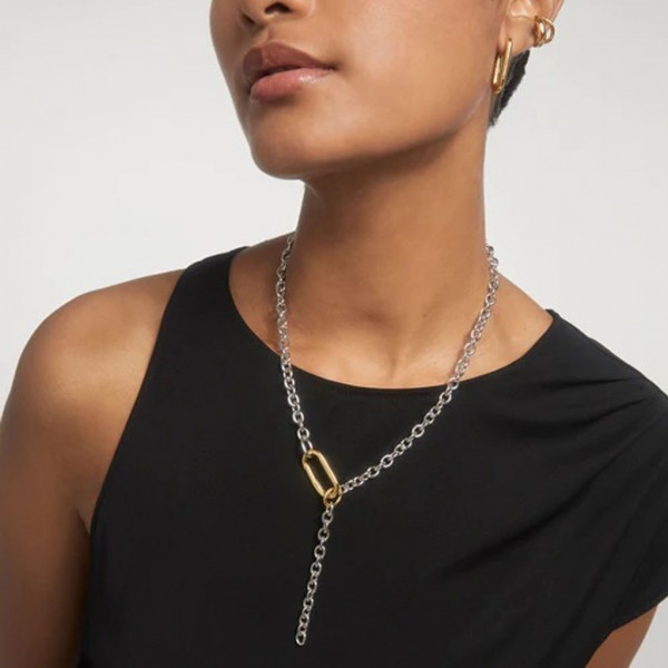 PDPAOLA Necklace Essential Beat Chain | Two Tone Brass CO02-625-U