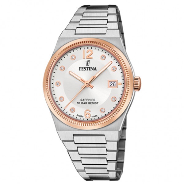 FESTINA Swiss Made F20037/1 Crystals Silver Stainless Steel Bracelet