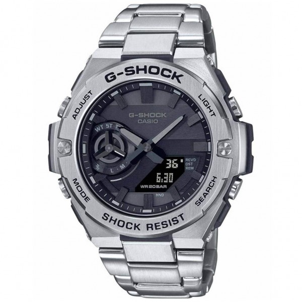 CASIO G-Shock Tough GST-B500D-1A1ER Solar Chrono Smartwatch Silver Stainless Steel Bracelet