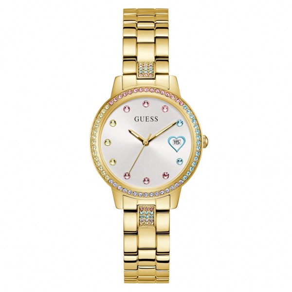 GUESS Three Of Hearts GW0657L2 Crystals Gold Stainless Steel Bracelet