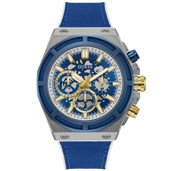 GUESS Masterpiece GW0713G1 Multifunction Blue Rubber Strap