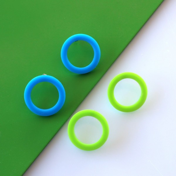 THINK+MAKE Handmade Earing Blue or Green Plexiglass-Hypoallergenic Steel | Hoops
