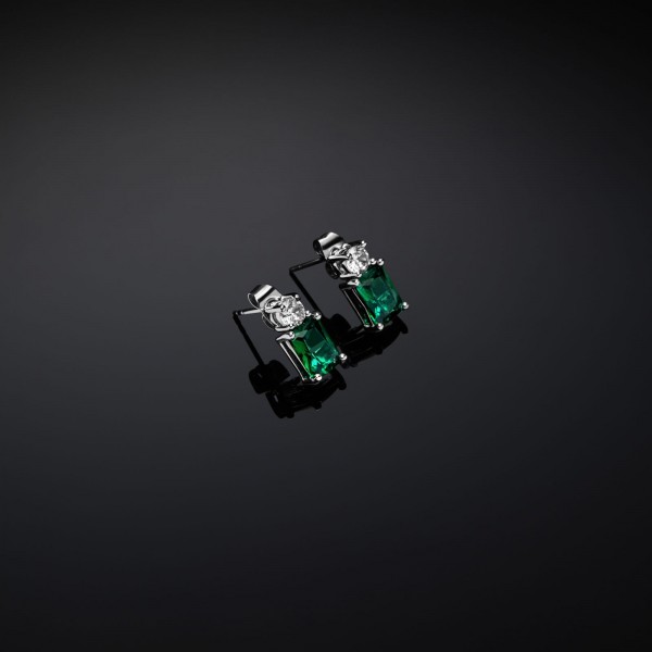 CHIARA FERRAGNI Earring Emerald Crystals | Silver Metal J19AWJ12