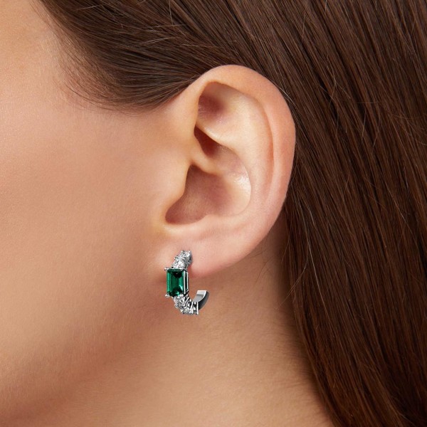 CHIARA FERRAGNI Earring Emerald Crystals | Silver Metal J19AWJ15