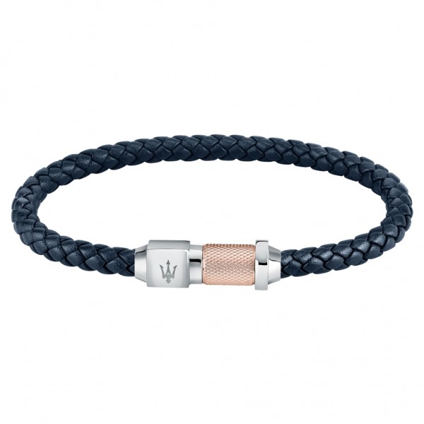 MASERATI Bracelet JM223AVE16 | Two Tone Stainless Steel - Blue Leather