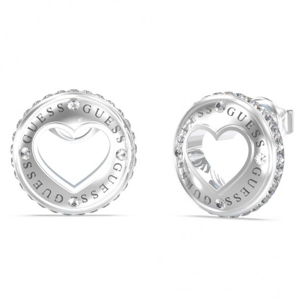 GUESS Earring Rolling Hearts Zircons | Silver Stainless Steel JUBE03341JWRHT/U