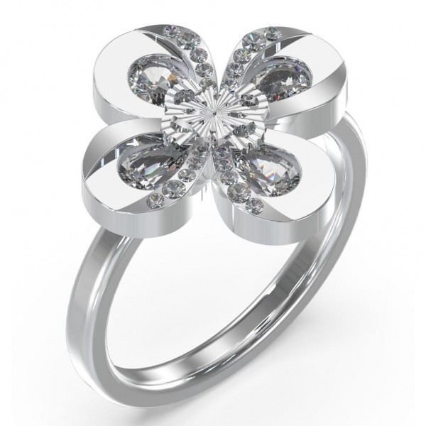 GUESS Ring Amazing Blossom Zircons | Silver Stainless Steel JUBR03061JWRH56
