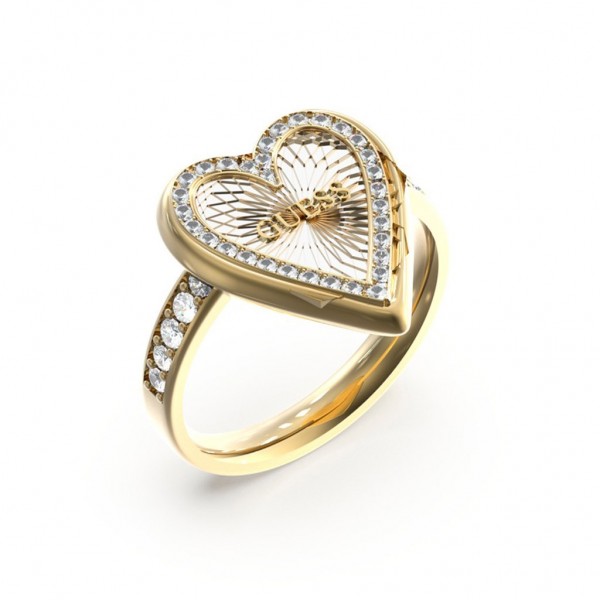 GUESS Ring Love Me Tender Zircons | Gold Stainless Steel JUBR03243JWYGRH54