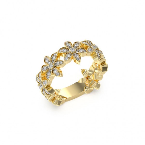 GUESS Ring White Lotus Zircons | Gold Stainless Steel JUBR04148JWYG58
