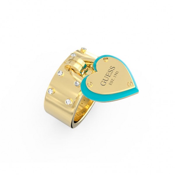 GUESS Ring All You Need Is Love Zircons | Gold Stainless Steel JUBR04205JWYGTQ54