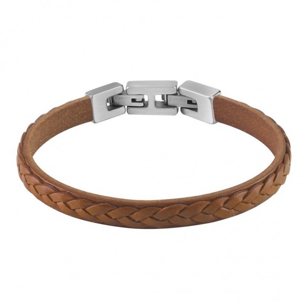GUESS Bracelet Tucson | Brown Leather - Silver Stainless Steel JUMB02143JWSTCGT-U