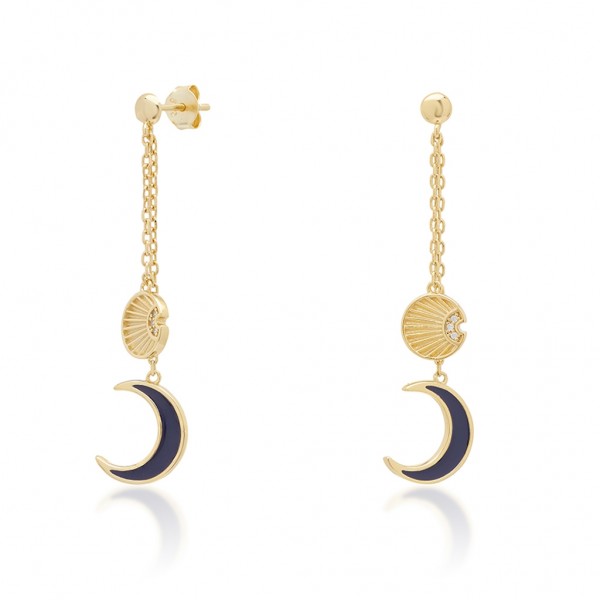 JCOU Sun and Moon Earring Silver 925° Gold Plated 14K JW901G4-03