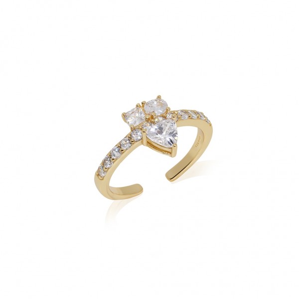 JCOU Multi Stone Ring Silver 925° Gold Plated 14K JW909G0-04