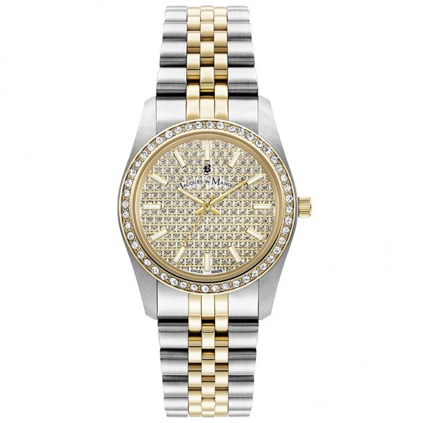 JACQUES DE MANOIR Inspiration Glamour JWL01103 Crystals Two Tone Stainless Steel Bracelet