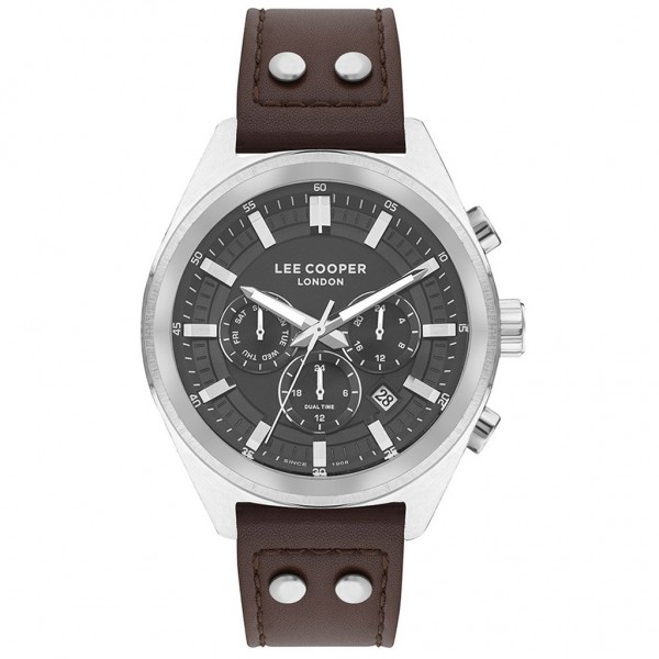 LEE COOPER Gents LC07842.374 Dual Time Brown Leather Strap