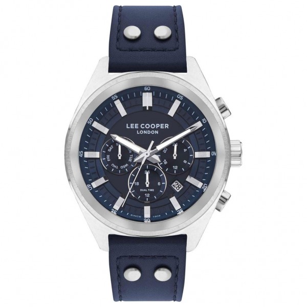 LEE COOPER Gents LC07842.399 Dual Time Blue Leather Strap
