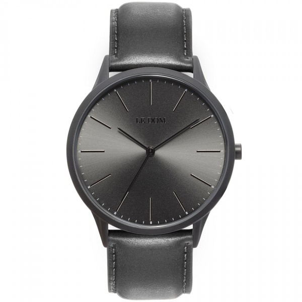 LE DOM Classic LD.1001-1 Grey Leather Strap