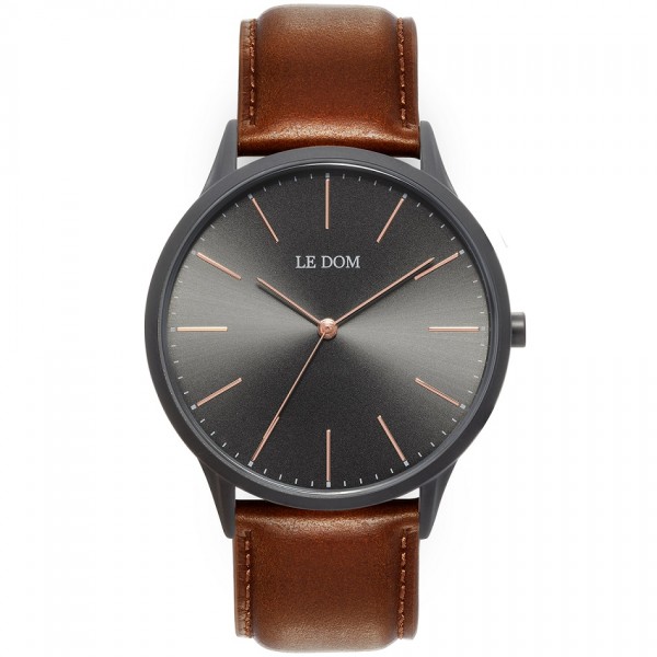 LE DOM Classic LD.1001-3 Brown Leather Strap