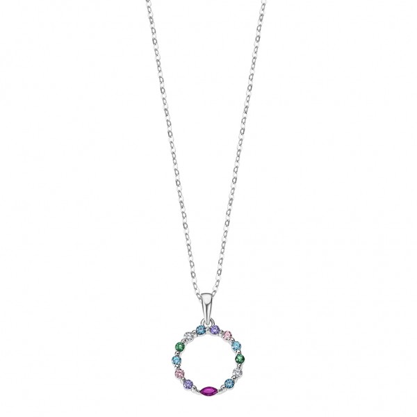 LOTUS Silver Necklace Zircons | Silver 925° Plated LP3246-1/1