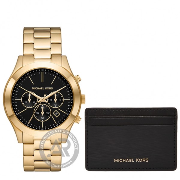MICHAEL KORS Slim Runway MK1076SET Chrono Gold Stainless Steel Bracelet Gift Set