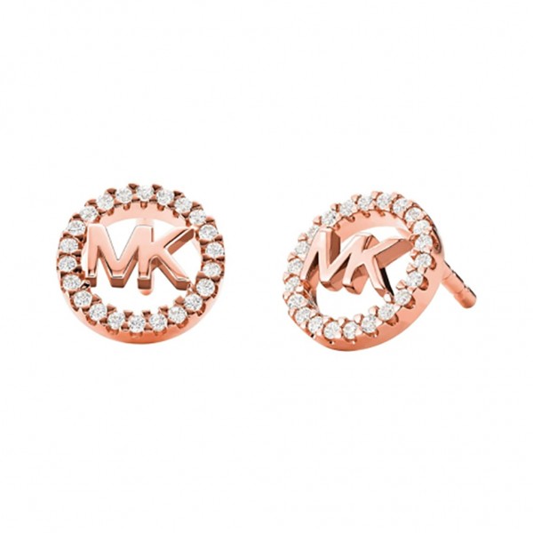 MICHAEL KORS Earring Premium Love Sterling Logo Zircons | Rose Gold Plated 14K MKC1247AN791