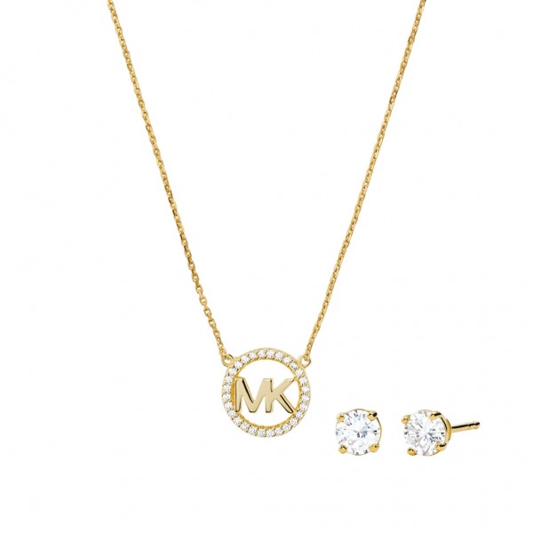 MICHAEL KORS Necklace Premium Zircons | Gold Plated 14K MKC1260AN710 Gift Set