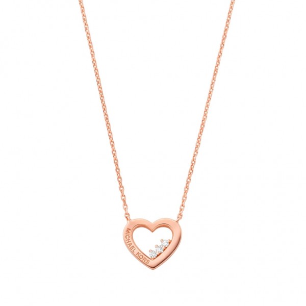 MICHAEL KORS Necklace Premium Brilliance Heart Zircons | Rose Gold Plated 14K MKC1570AN791