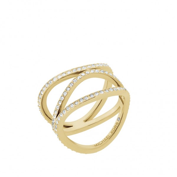 MICHAEL KORS Ring Brilliance Wavy Pave Zircons | Gold Plated MKJ6638710-7