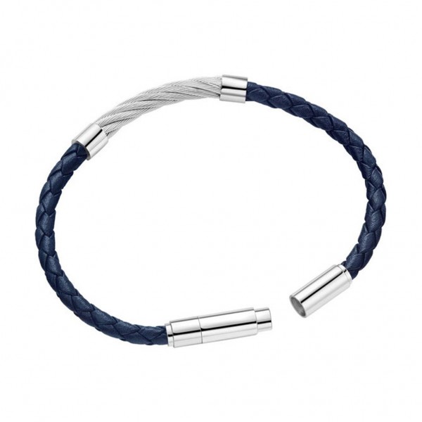 POLICE Bracelet Kingpinks | Blue Leather - Silver Stainless Steel PEAGB0005411